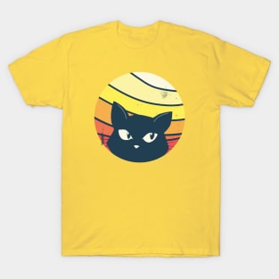 vintage cat with retro sunset T-Shirt